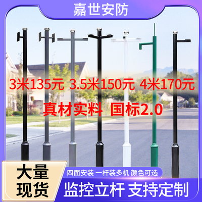 小区监控立杆2/3/4//5/6米摄像机立柱不锈钢杆道路八角杆子热镀锌