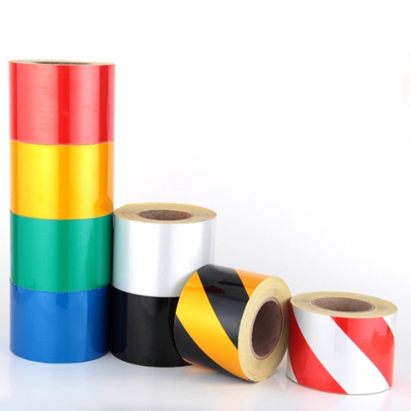反光警示标志亮橙色反光纸反光贴 黑黄防撞反光贴 地贴蓝绿黄胶带