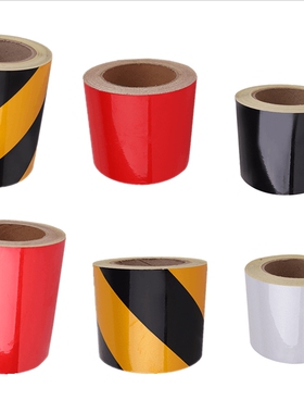 彩光贴黄黑反光胶带隔离红色胶带40cm红白条胶带晶格10公分反光贴