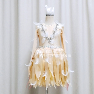 独舞灵羽舞蹈服羽灵幻仙演出服飘逸中国舞桃李杯艺考服定制羽人舞