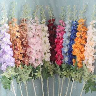 仿真花植毛杆大紫罗兰飞燕草高级感婚庆用花装饰挑高地排路引花材