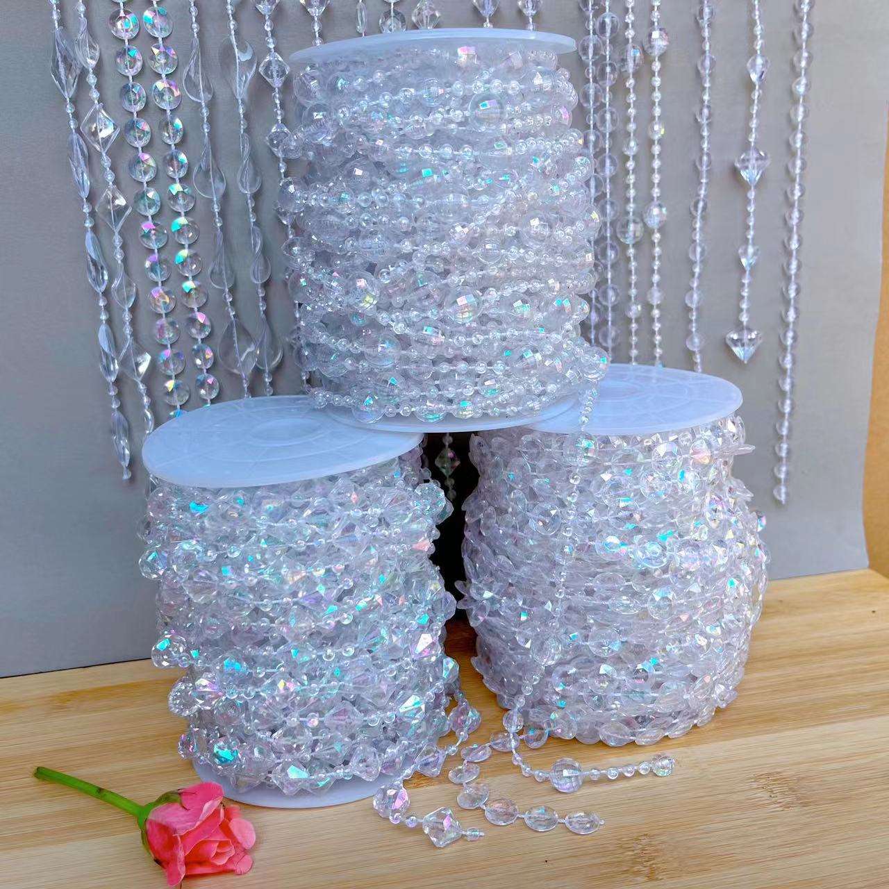 亚克力珠帘线帘婚庆路引水晶串婚礼现场舞台吊顶装饰DIY门帘隔断