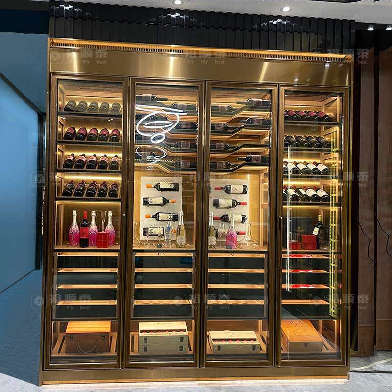 别墅私人酒窖白酒展示柜金属酒架玻璃红酒柜高端不锈钢恒温酒柜,商业/办公家具,红酒架/柜,淘宝优惠券,粉丝福利购,淘宝优惠卷
