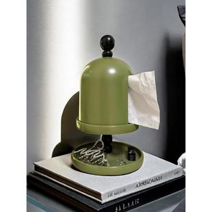 复古钥匙桌面双层纸巾盒置物架客厅餐桌新款高级感多功能抽纸盒