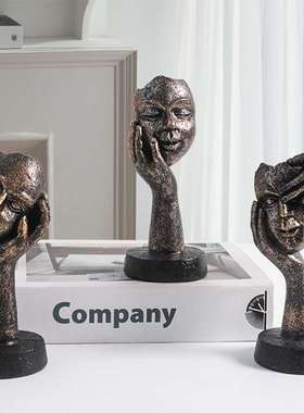 跨境现代简约摆件沉默是金雕塑办公室客厅欧式艺术品装饰工艺品