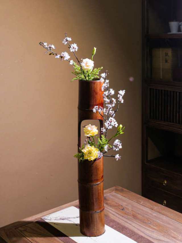 竹子花篮图片 养花架子图片大全 伤感说说吧