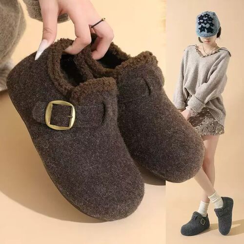 品牌特价包头毛毛鞋棉鞋女冬季加绒保暖勃肯鞋懒人一脚蹬雪地靴女