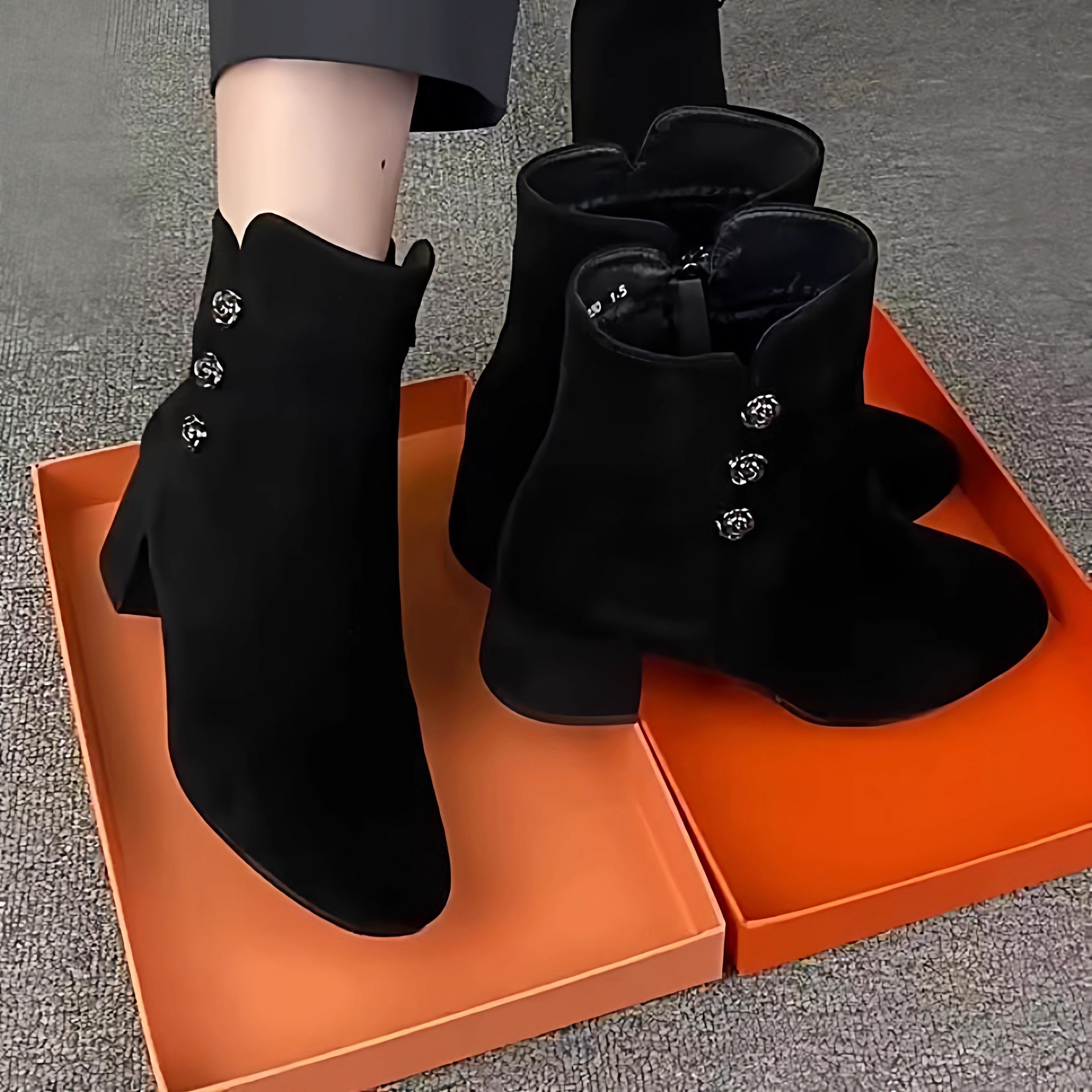 品牌撤柜女鞋磨砂粗跟短靴女冬季加绒保暖妈妈棉靴时尚百搭瘦瘦靴,女鞋,时装靴,淘宝优惠券,粉丝福利购,淘宝优惠卷