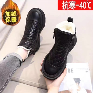 正品真皮雪地靴女2023冬季新款马丁靴女加绒加厚保暖短筒妈妈棉鞋