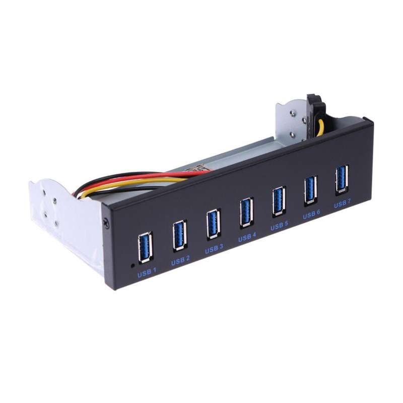 新款USB3.0 7口8口HUB光驱位面板5.25寸7口HUB 19PIN转8口 双核芯图片