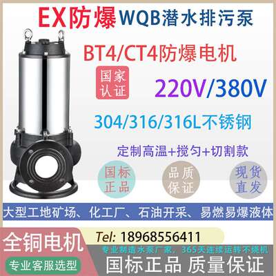 BWQ隔爆型潜污泵整机防爆带证书380V220V防爆污水泵自吸泵增压泵