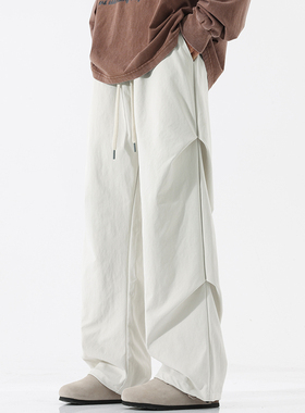 822ROAD 春夏新款工装裤宽松直筒褶皱休闲冲锋伞兵百搭潮男女同款