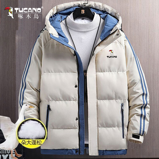 棉衣棉袄男 加厚保暖连帽外套冬装 啄木鸟冬季 防风御寒羽绒棉服男士