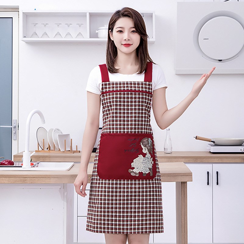 韩版女士时尚细纱棉布围裙家用厨房做G饭新款一件起批透气背带围L