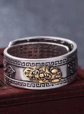 2025镀银貔貅戒指男开口可调节高级感潮流个性小众设计男款尾戒单