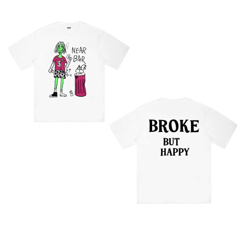 BrokeButHappy原创标语短袖T恤