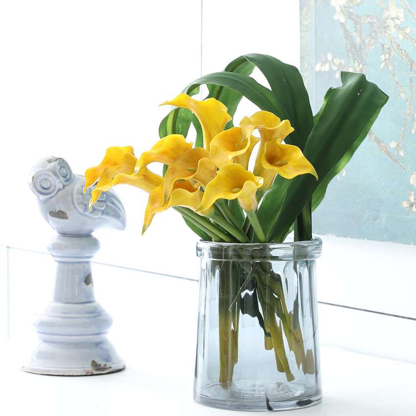 仿真花厚PU马蹄莲 假花海芋 硬PU人造花花 家居装饰高档插花花材