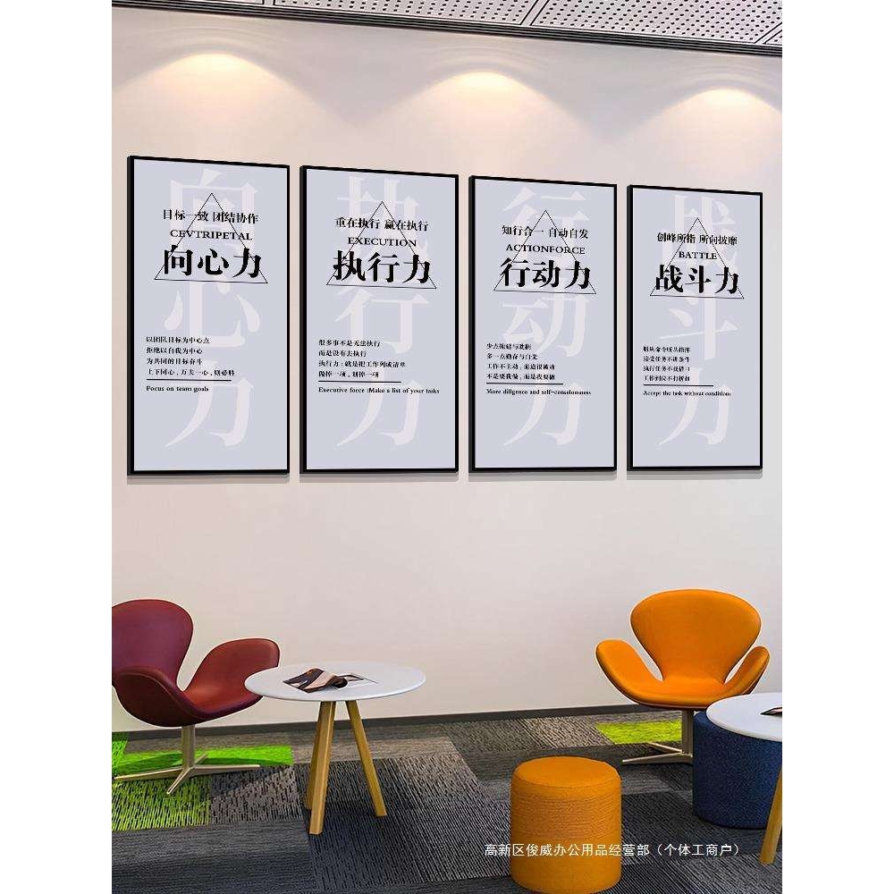 企业文化墙团队激励志标语挂画公司会议办公室墙面装饰画氛围布置