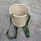 竹编背篓采摘茶叶特大号买菜双肩背箩竹筐收纳篮竹青精编承重琴萱