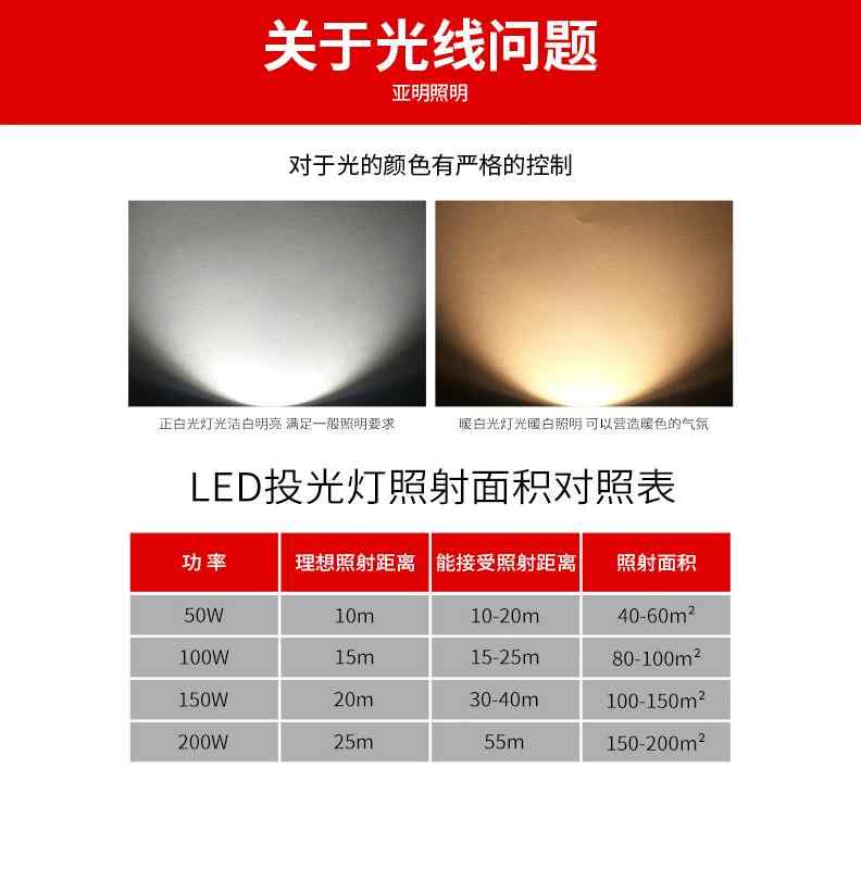 亚明照明led投光灯100w50w泛光灯户外防水射灯探照灯200瓦超亮