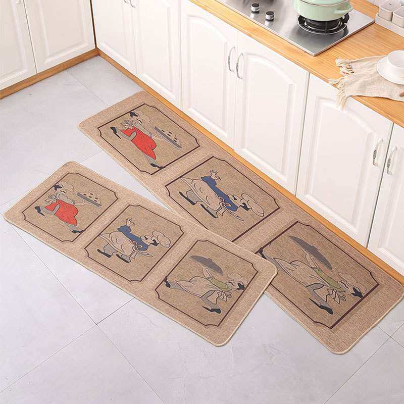 仿亚麻橡胶地垫 印花门垫子厨房吸水吸油地垫 浴室防滑脚垫四季款,居家布艺,厨房地垫,淘宝优惠券,粉丝福利购,淘宝优惠卷