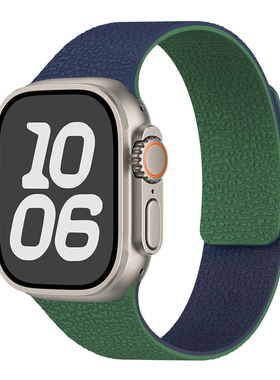 适用Applewatch11硅胶表带苹果手表带蓝绿双色运动腕带1089763214