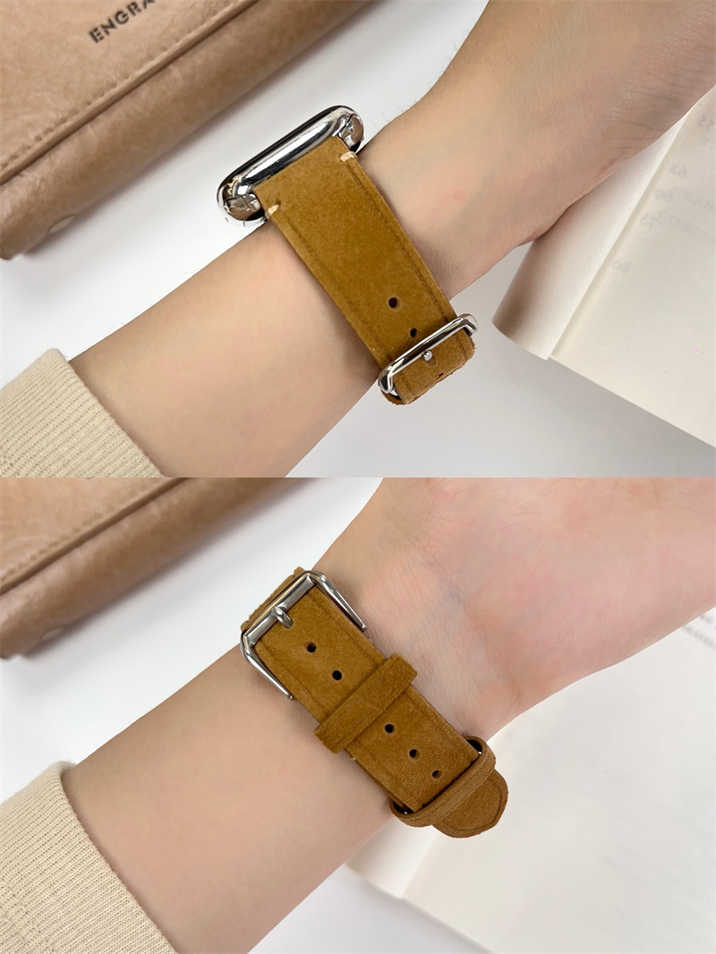 适用iwatch789代软糯翻毛皮绒表带applewatch65432se通用男女腕带
