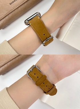 适用iwatch789代软糯翻毛皮绒表带applewatch65432se通用男女腕带