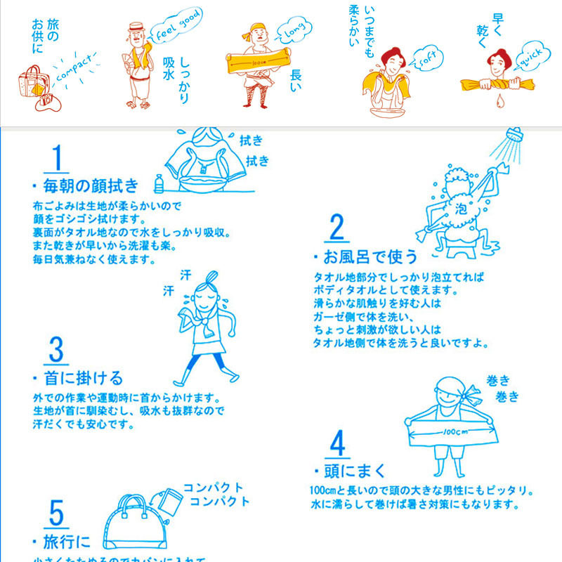 日本今治毛巾kontex薄轻纯棉速干洗脸擦干运动泡温泉旅行便携吸水