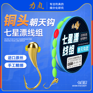 力丸铜坠朝天钩七星漂线组正品鱼漂高灵敏成品单钩线组传统钓鲫鱼