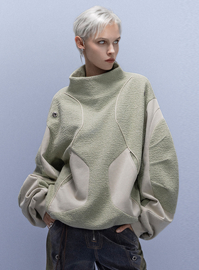 XIPHEVIL「机驭手高领卫衣」高街宽松弯刀袖百搭套头外套赛博朋克