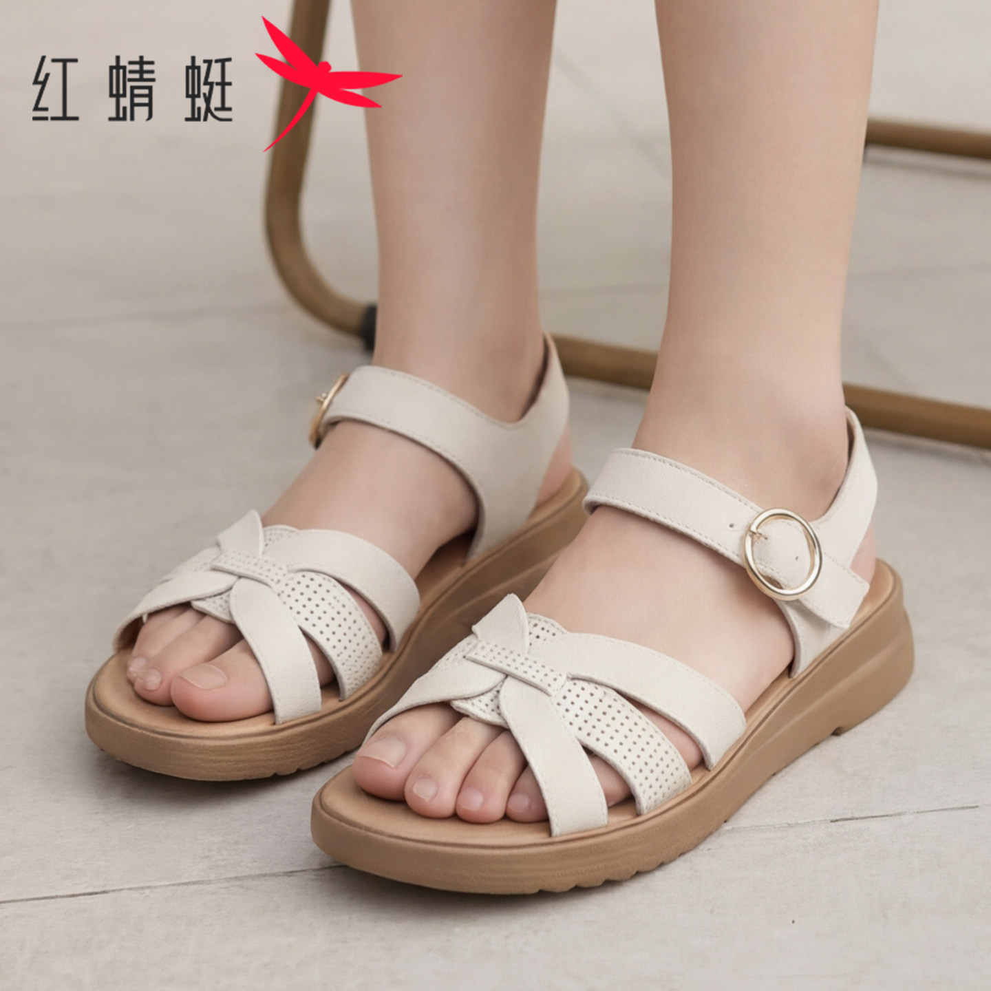 红蜻蜓舒适凉鞋女沙滩鞋子