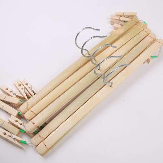 I9EK10个装竹木晾衣架袜架多夹晒衣架晾衣架多用裤架十字竹子裤夹