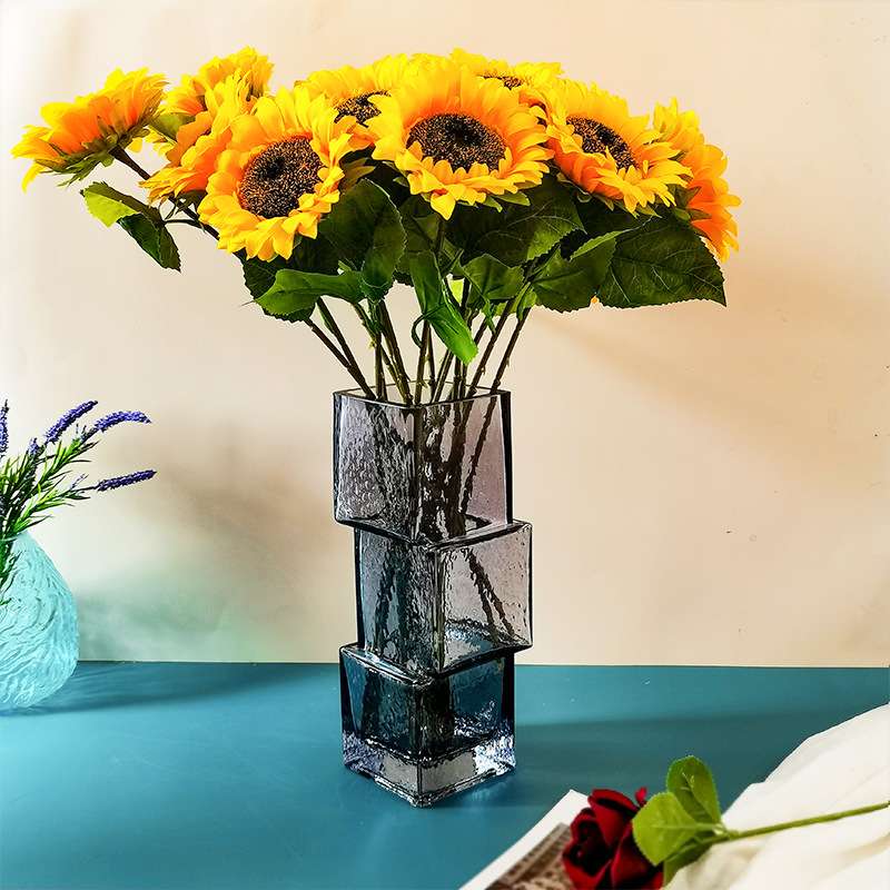 源头厂家 玻璃花瓶创意错位方缸不规则透明富贵竹家居大口径