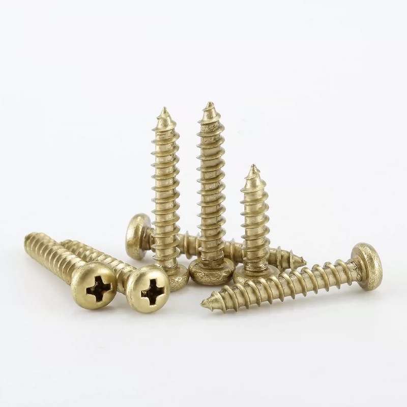 黄铜十字圆头尖尾自攻螺钉 H62材料盘头木牙广东粤标PA电子罗丝