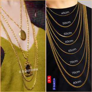 高级泰国佛牌链子金色男女士长款唐卡玉吊坠挂链符管毛衣素项链绳