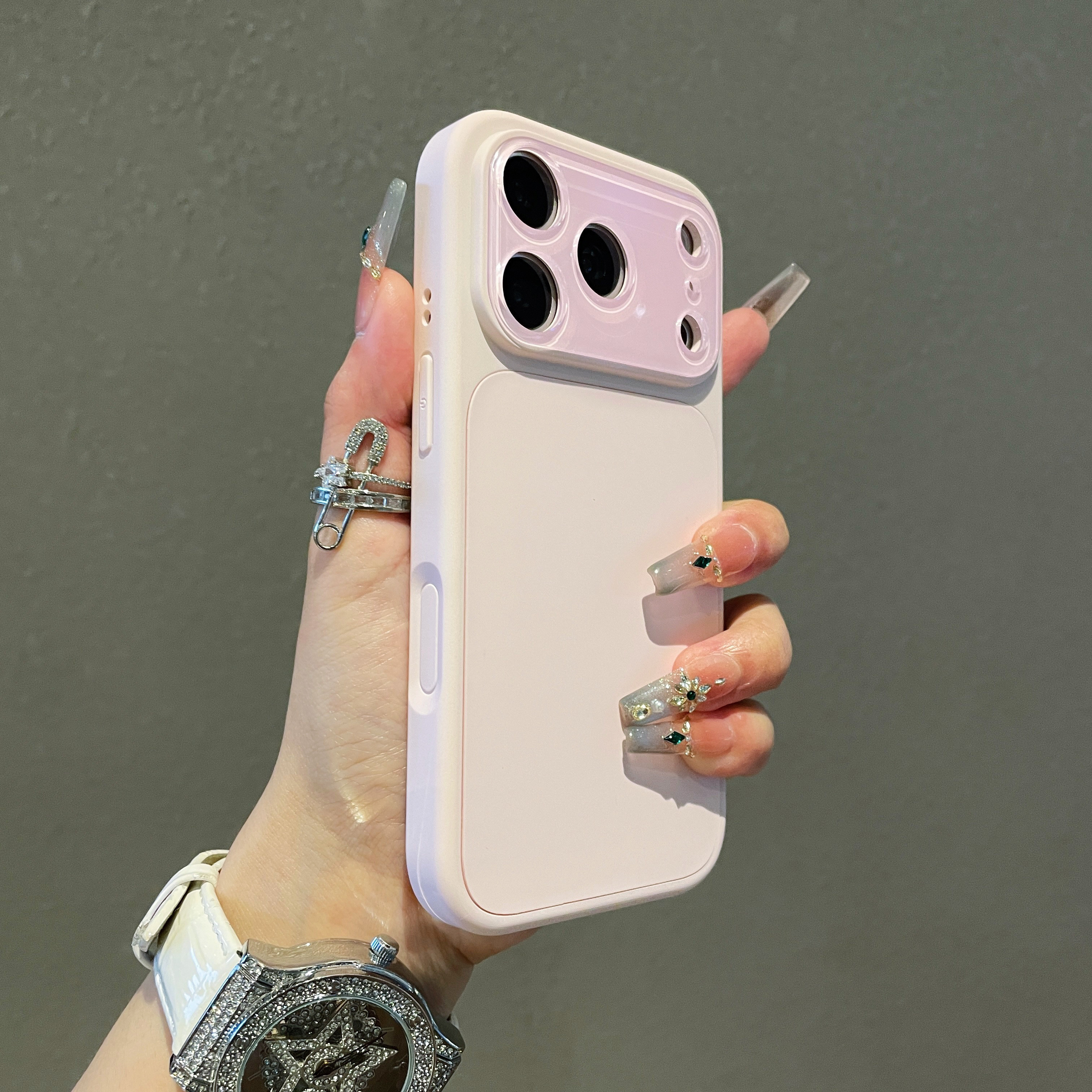 多巴胺增亮水晶镜头硅胶秒变适用苹果17promax手机壳iPhone16pro/15pro玻璃镜头14pro保护套13素色简约防摔壳