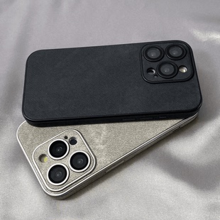 高级牛仔皮纹水泥灰适用苹果17pro手机壳iPhone16promax镜头膜全包13/14不沾指纹15防摔小众女12pm保护套11