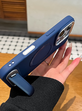 折叠一体支架适用16Pro手机壳磁吸iphone14promax新款个性创意外壳13简约12硅胶软壳16plus镜头保护15新款