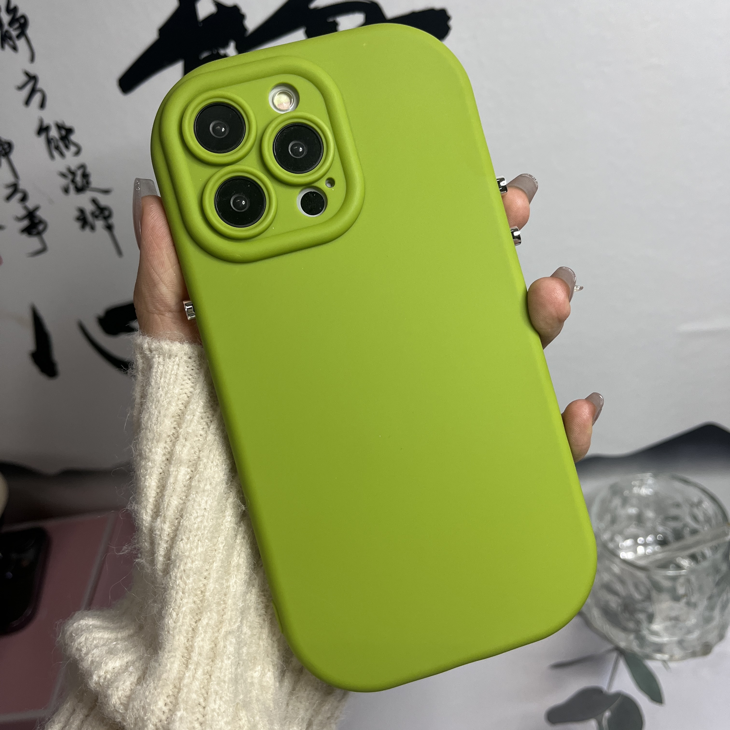 苹果15硅胶软壳椭圆纯色马卡龙