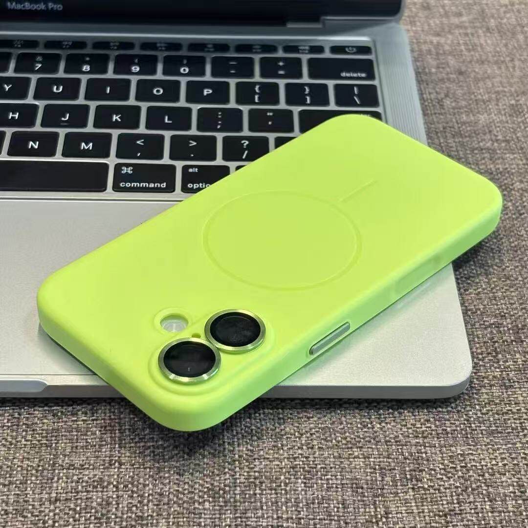 纯色带镜头膜适用苹果17ProMax磁吸手机壳iPhone16pro高级感15plus磨砂14肤感13新款17Air男女12全包防摔软壳