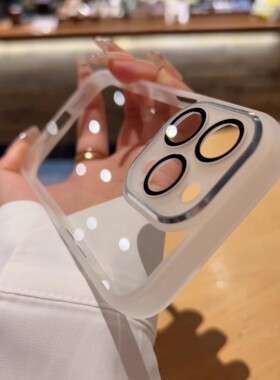 iPhone15Pro透明软壳max自带镜头膜苹果13手机壳12新款11全包14plus防摔13Pro超薄12pro简约软壳15保护套十四