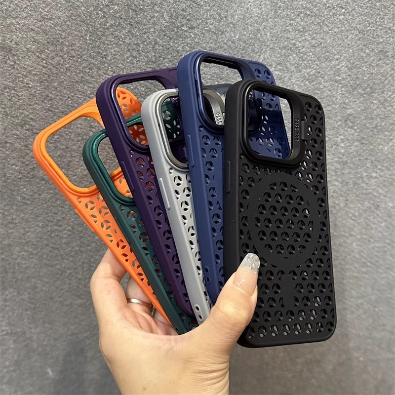 适用苹果16手机壳磁吸散热透气网孔iphone15promax无线充电14pro硅胶软壳13防摔12大孔11保护套14男士女款