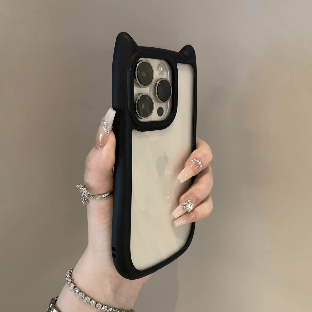 立体猫耳朵透明手机壳