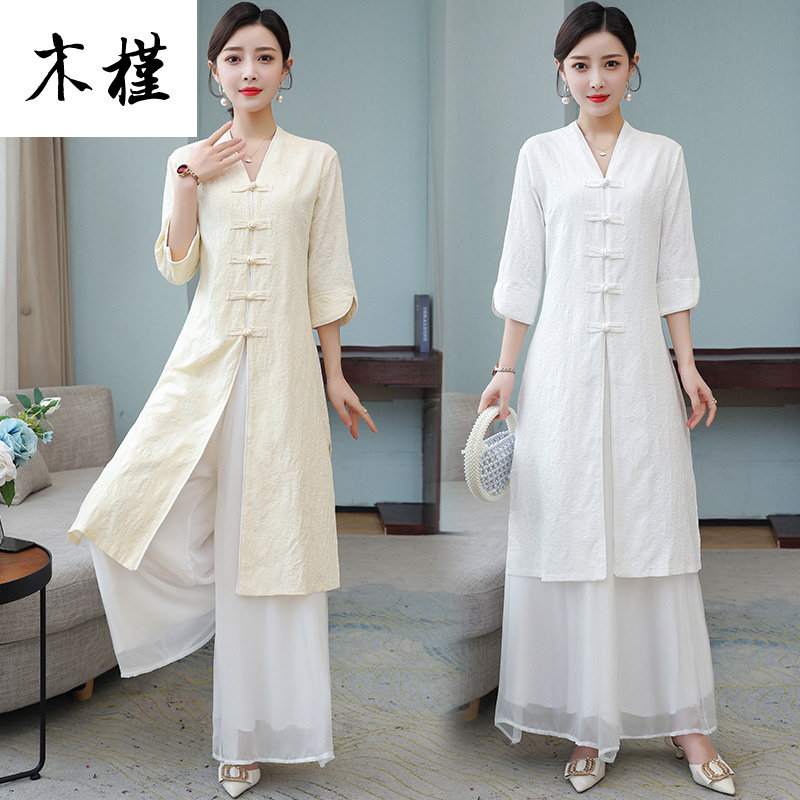 禅服女春夏改良旗袍中国风文艺复