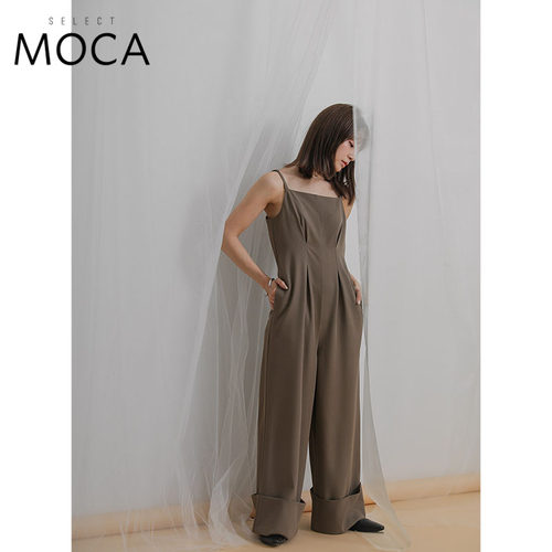 SELECT MOCA 裤腿翻卷式吊带连体裤休闲阔腿裤女日本直邮30001533