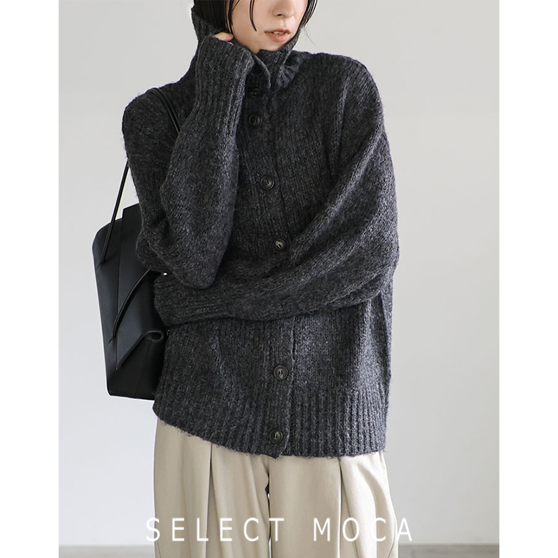 SELECT MOCA编织高领纯色开衫毛衣外套宽松舒适日本直邮20001440