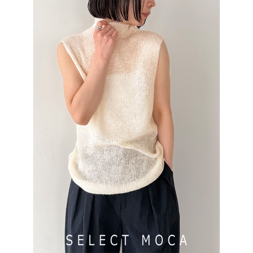 SELECTMOCA高领透视无袖针织衫女