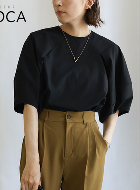 SELECT MOCA 日系可爱百搭圆领泡泡袖衬衫上衣女日本直邮30001573