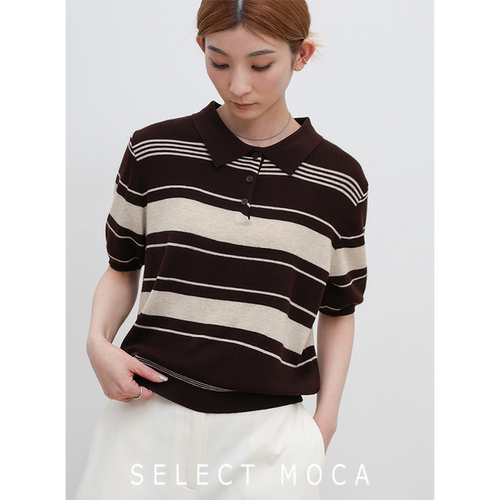 SELECTMOCA学院撞色条纹POLO短袖